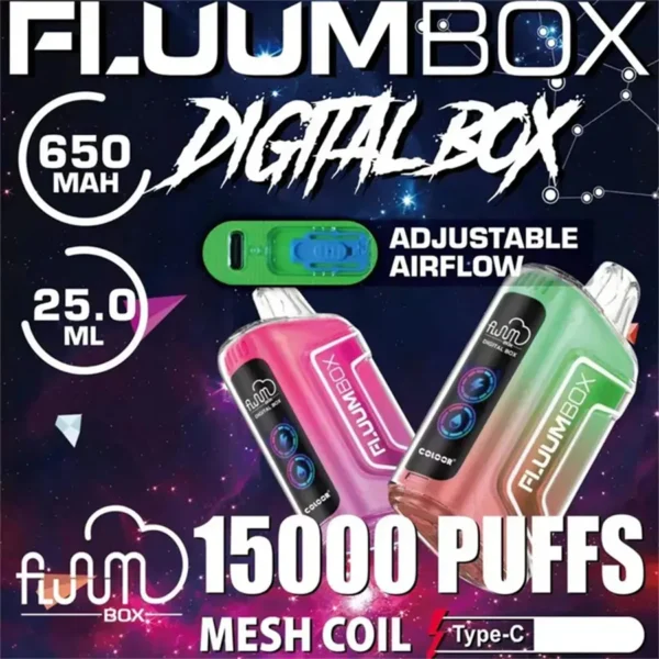 FluuM Digital Box TN 15000 Puffs 0% 2% 3% 5% Nicotine Rechargeable Vape Pods Pods E-Cigarette - JumpVape - 1