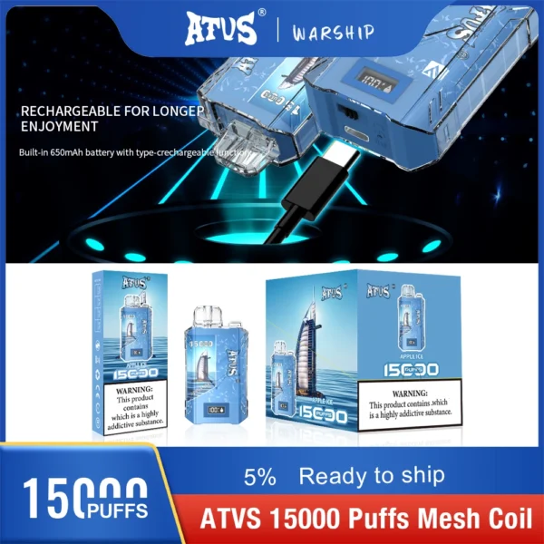 Atvs 15000 Puffs 5% Caneta Vapes Descartáveis ​​Recarregáveis ​​com Baixo Nicotina em Massa Compre no Atacado - JumpVape - 13