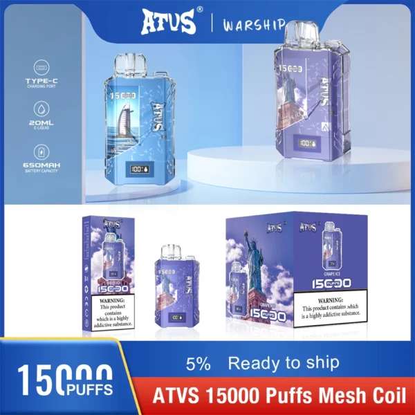 Atvs 15000 Puffs 5% Caneta Vapes Descartáveis ​​Recarregáveis ​​com Baixo Nicotina em Massa Compre no Atacado - JumpVape - 12