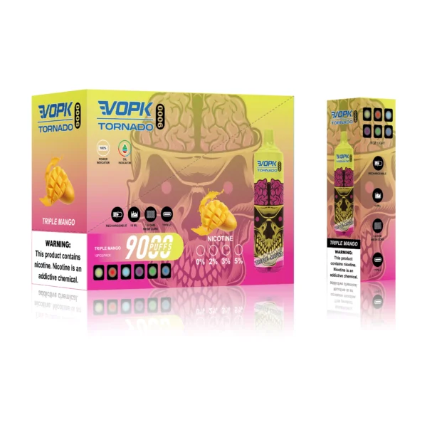 VOPK Tornado 9000 Puffs 0% 2% 3% 5% Low Nicotine Rechargeable Disposable Vapes Pen Bulk Buy Wholesale - JumpVape - 11