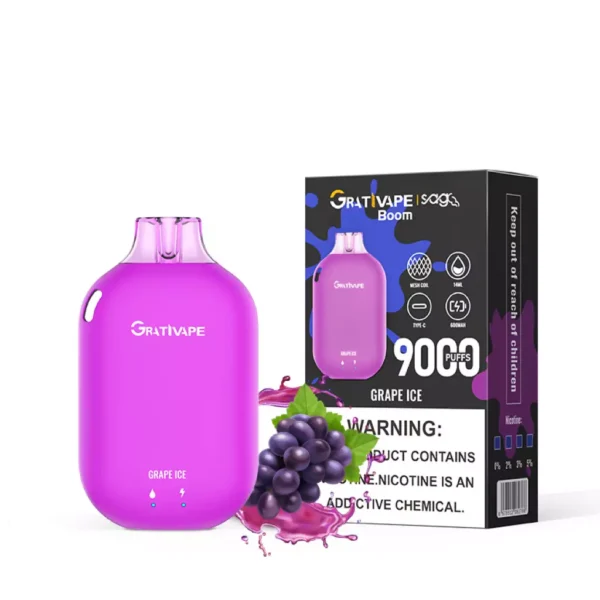 Grativape Boom 9000 Puffs 0% 2% 3% 5% Low Nicotine Rechargeable Disposable Vapes Pen Bulk Buy Wholesale - JumpVape - 14