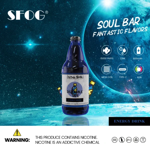 SFOG SOUL BAR 15000 vpihov RGB 5% pero za enkratno uporabo z nizko vsebnostjo nikotina, na debelo Nakup na debelo - JumpVape - 5