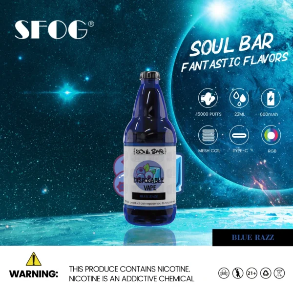 SFOG SOUL BAR 15000 vpihov RGB 5% pero za enkratno uporabo z nizko vsebnostjo nikotina Nakup na debelo - JumpVape - 8