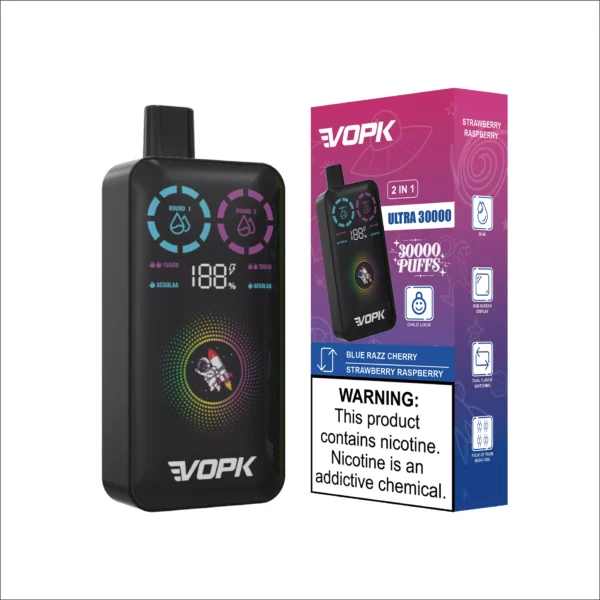 VOPK ULTRA 30000 Puffs Double Flavour Dual Mesh Digital Screen 2% Low Nicotine Rechargeable Disposable Vapes Pen Bulk Buy Wholesale - JumpVape - 3