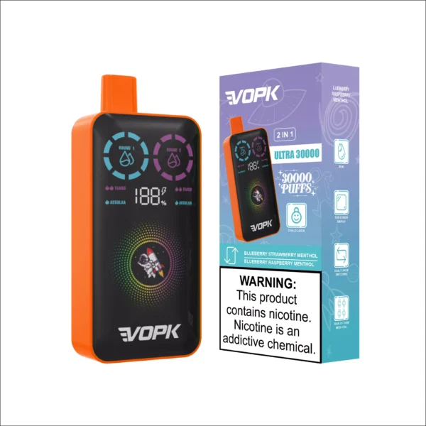 VOPK ULTRA 30000 Puffs Double Flavour Dual Mesh Digital Screen 2% Low Nicotine Rechargeable Disposable Vapes Pen Bulk Buy Wholesale - JumpVape - 4